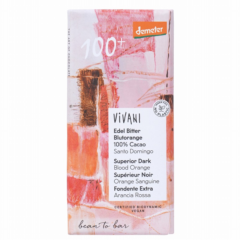 ニコウトレーディング ＶｉＶＡＮＩ　オーガニックダークチョコレートデメター１００%カカオｗｉｔｈブラットオレンジ 90g