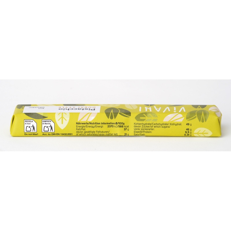 ニコウトレーディング ＶｉＶＡＮＩ　オーガニックチョコレートバー　ピスタチオ　ドバイスタイル 40ｇ